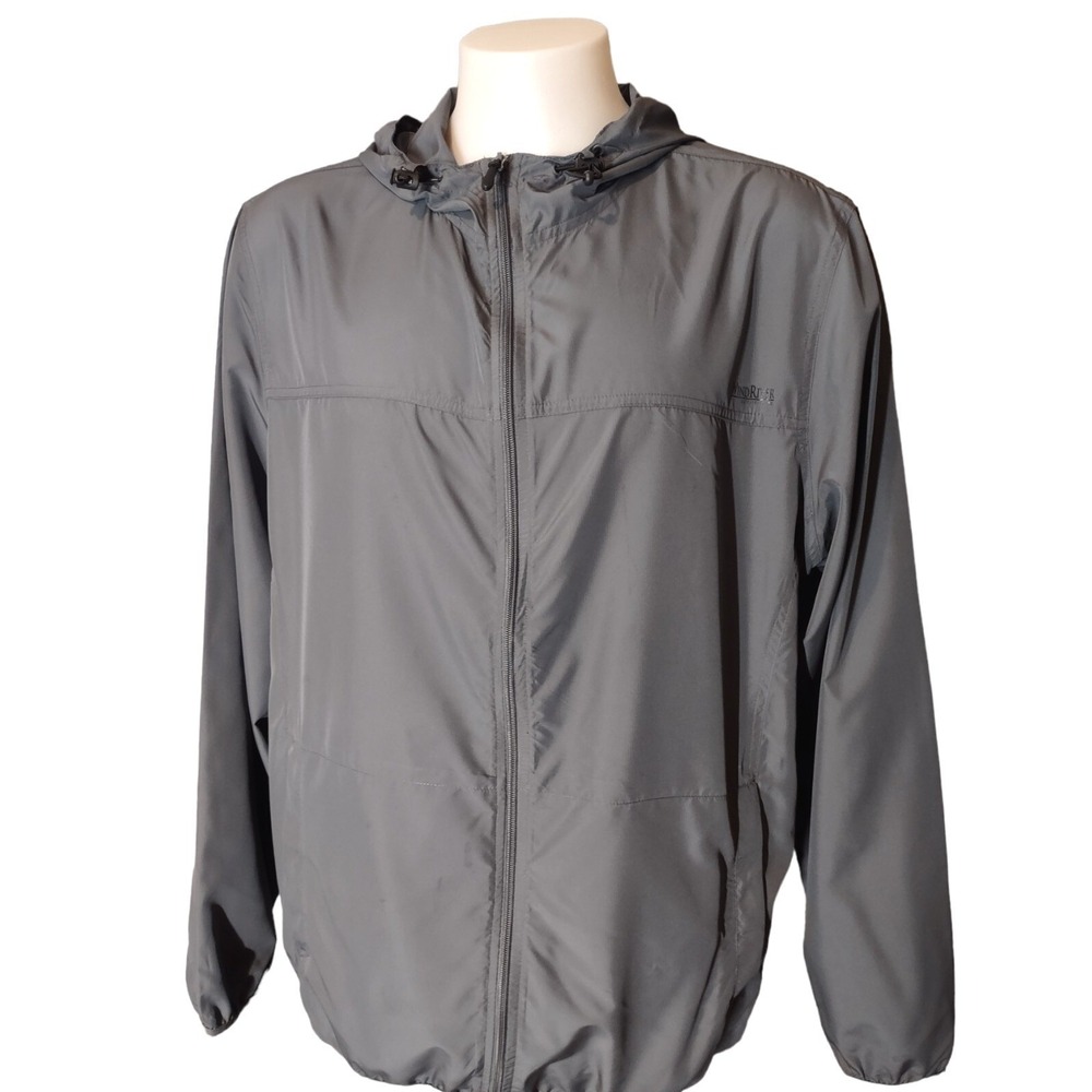 WindRiver Jacket 2XL Mens Gorp Core Athleisure Grey Hyper-Dri Hooded Windbreaker